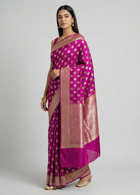 Purple Katan Silk Saree With Blouse Piece
