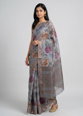 Purple Tussar Silk Saree With Blouse Piece