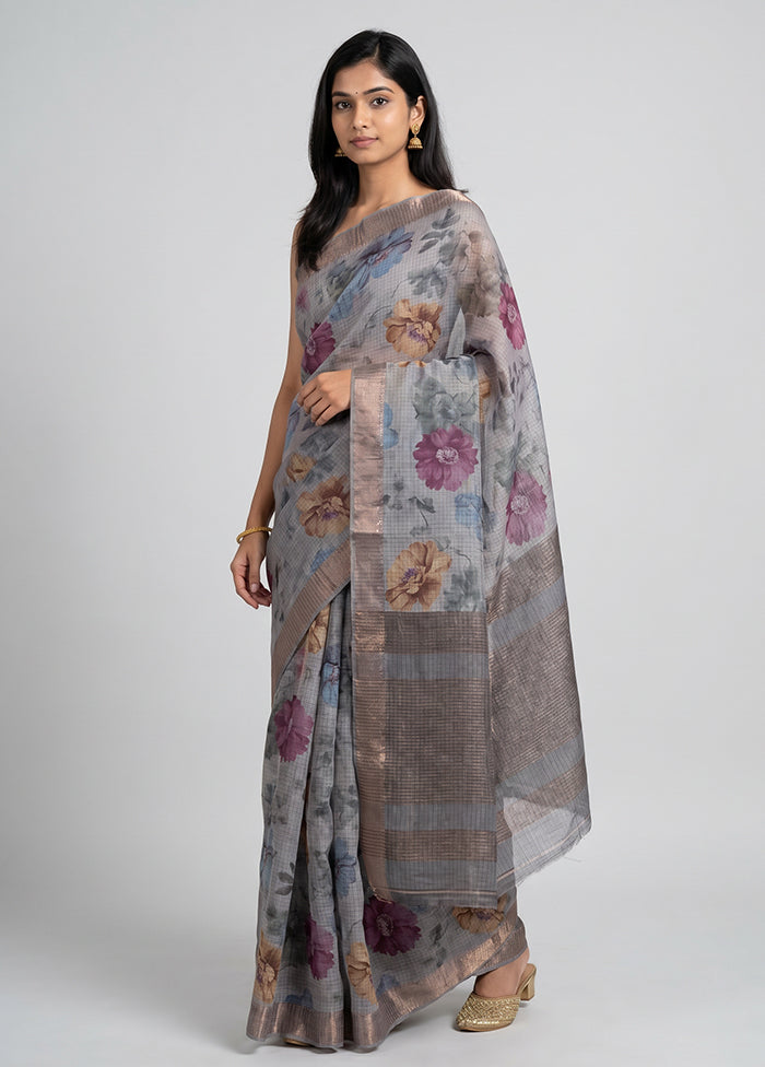 Purple Tussar Silk Saree With Blouse Piece