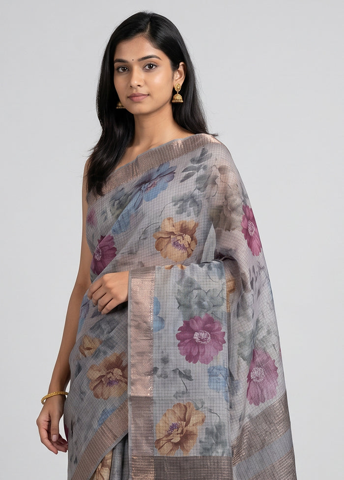 Purple Tussar Silk Saree With Blouse Piece