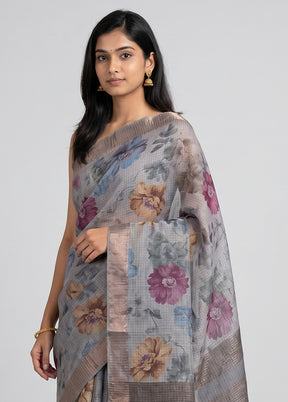 Purple Tussar Silk Saree With Blouse Piece