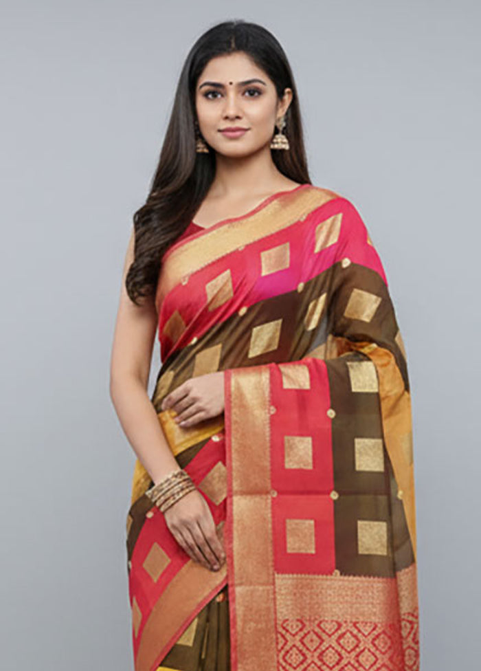 Multicolor Kanjivaram Silk Saree With Blouse Piece