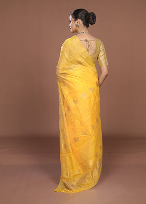 Yellow Chanderi Silk Saree With Blouse Piece