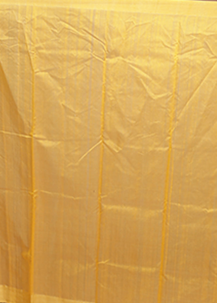 Yellow Chanderi Silk Saree With Blouse Piece