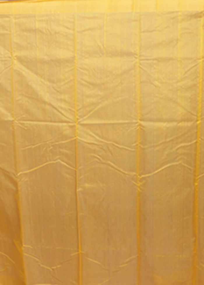 Yellow Chanderi Silk Saree With Blouse Piece