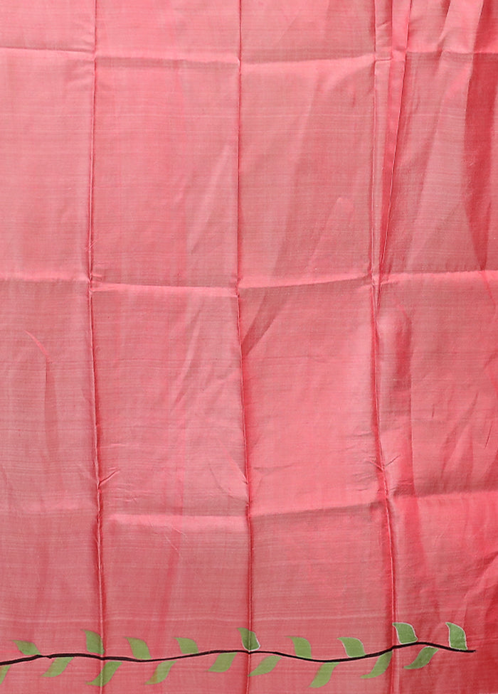 Pink Printed Silk Saree Without Blouse Piece