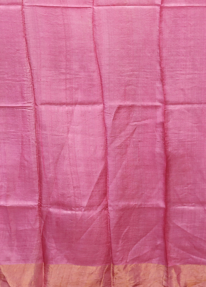 Yellow Handloom Tussar Silk Saree With Blouse Piece