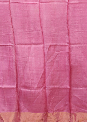 Yellow Handloom Tussar Silk Saree With Blouse Piece