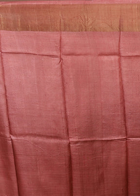 Pink Handloom Tussar Silk Saree With Blouse Piece