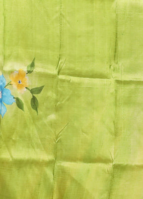 Green Printed Silk Saree Without Blouse Piece