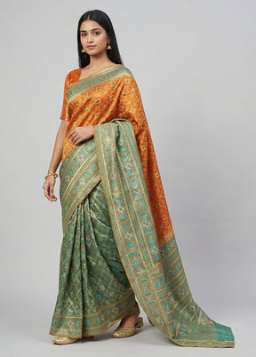 Orange Tissue Silk Saree With Blouse Piece