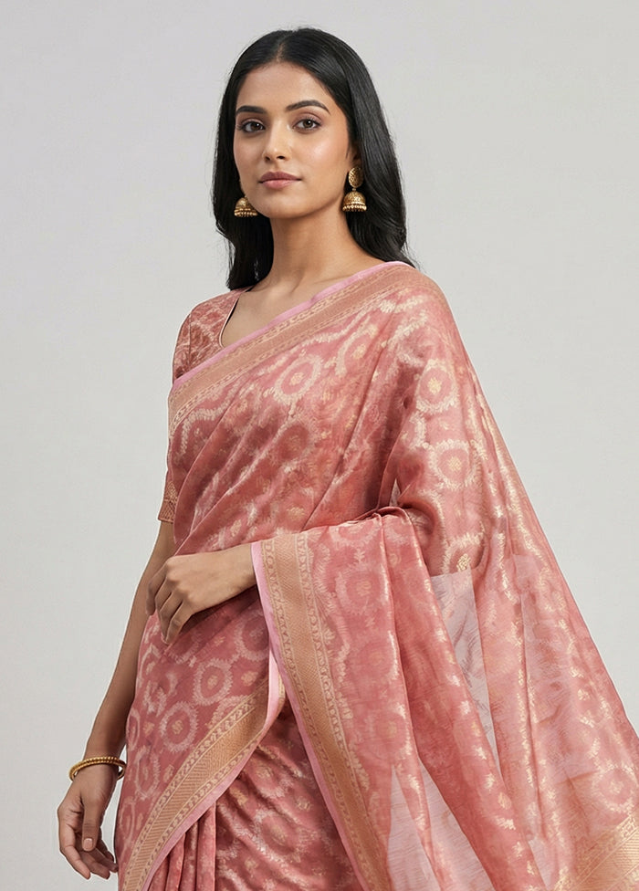 Pink Tissue Silk Saree With Blouse Piece