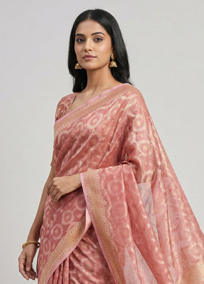 Pink Tissue Silk Saree With Blouse Piece