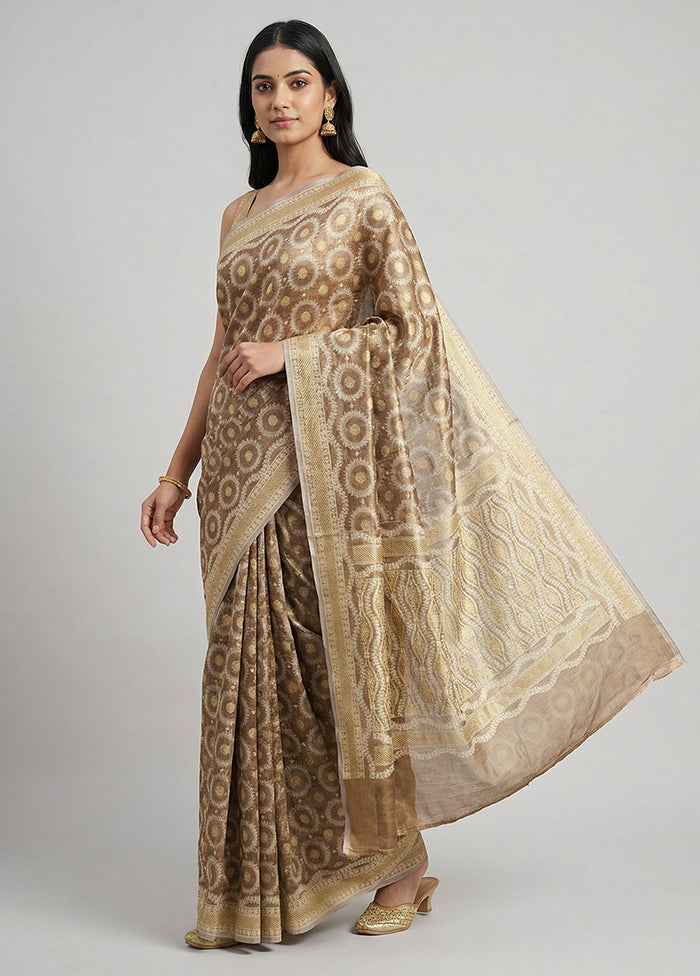 Cream Tissue Silk Saree With Blouse Piece