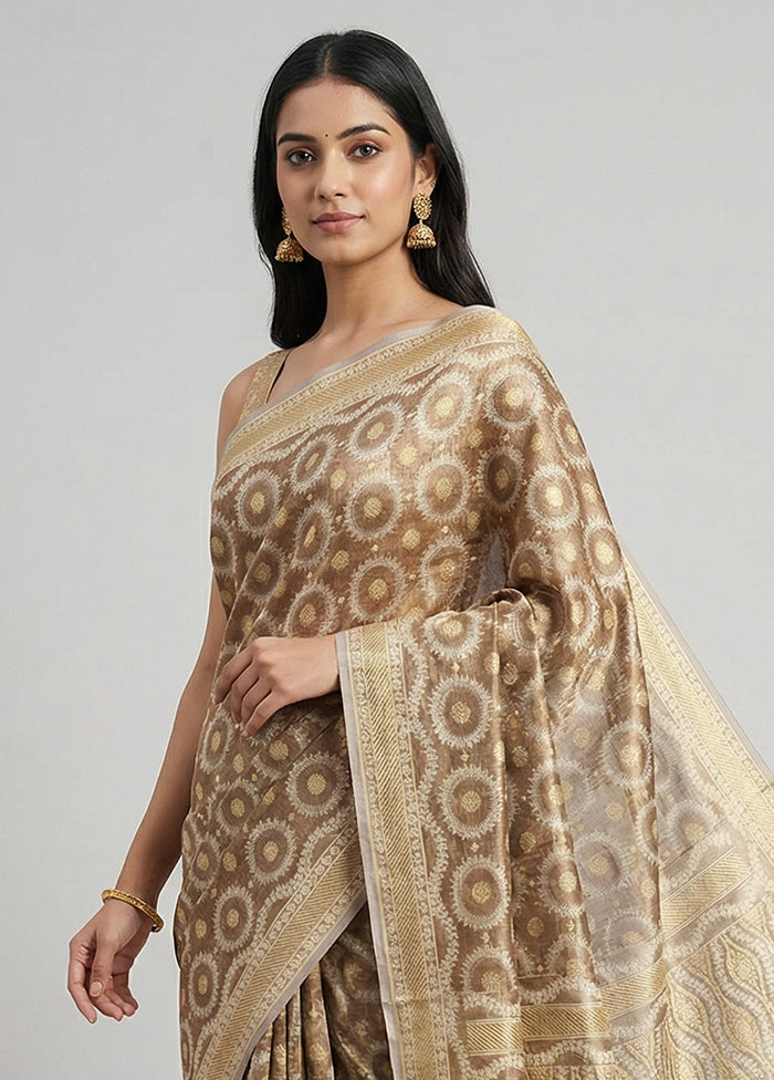 Cream Tissue Silk Saree With Blouse Piece