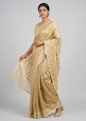 Cream Tissue Silk Saree With Blouse Piece