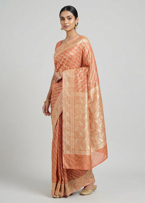 Pink Tissue Silk Saree With Blouse Piece