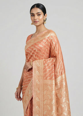 Pink Tissue Silk Saree With Blouse Piece