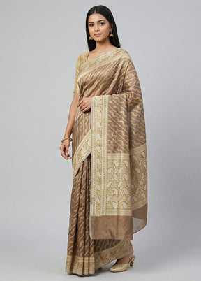 Cream Tissue Silk Saree With Blouse Piece