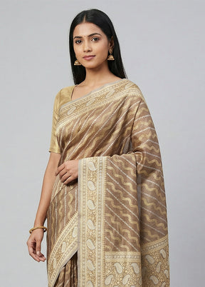 Cream Tissue Silk Saree With Blouse Piece