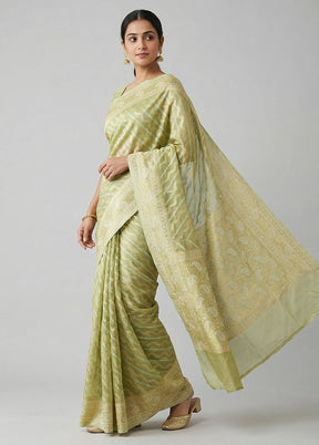 Cream Tissue Silk Saree With Blouse Piece
