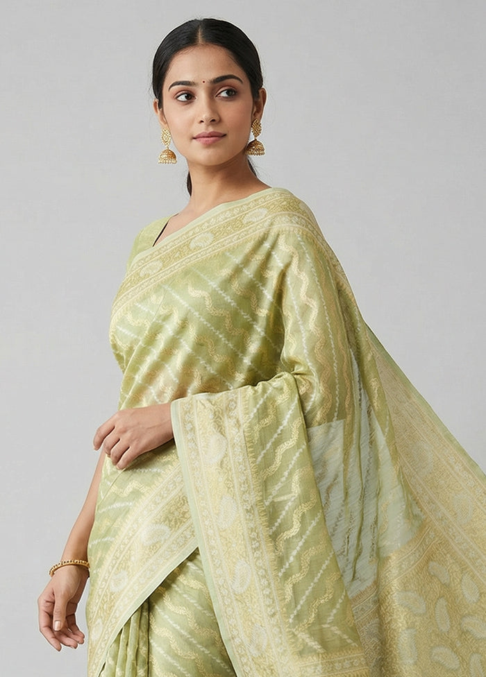 Cream Tissue Silk Saree With Blouse Piece