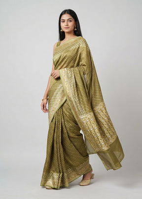 Green Kora Silk Saree With Blouse Piece