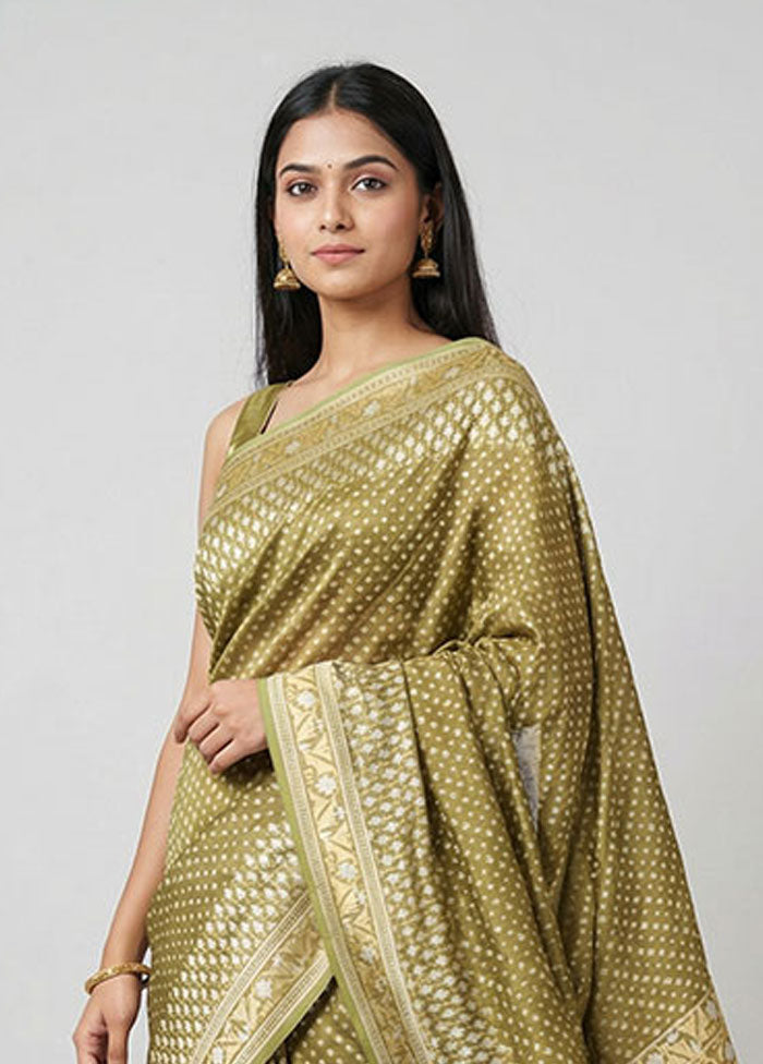 Green Kora Silk Saree With Blouse Piece