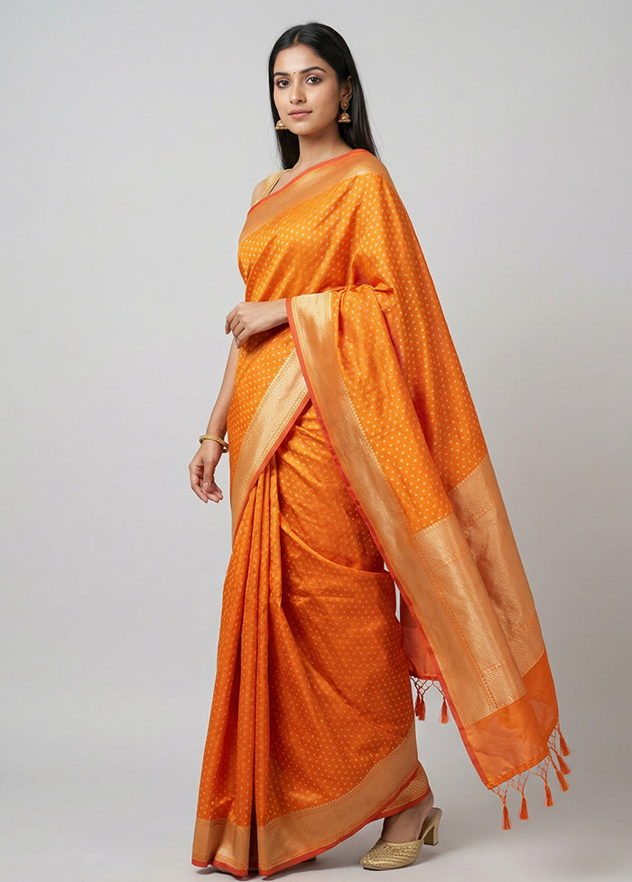 Yellow Kora Silk Saree With Blouse Piece
