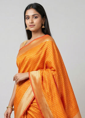 Yellow Kora Silk Saree With Blouse Piece