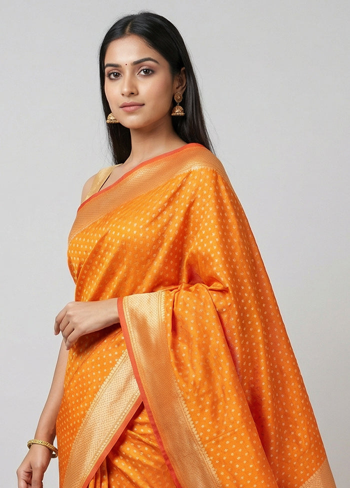 Yellow Kora Silk Saree With Blouse Piece
