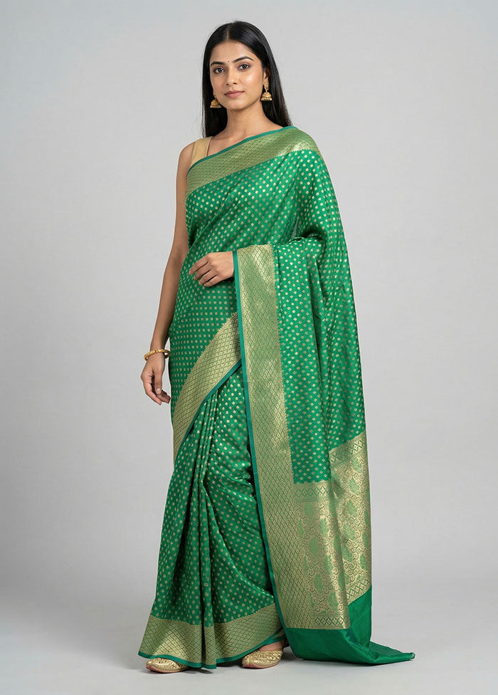 Green Kora Silk Saree With Blouse Piece