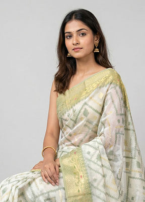 Cream Cotton Saree With Blouse Piece