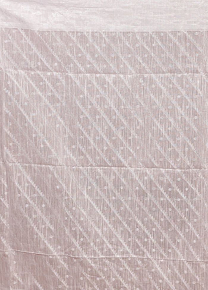 White Matka Silk Saree With Blouse Piece