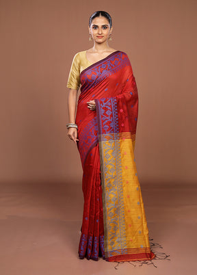 Yellow Matka Silk Saree With Blouse Piece