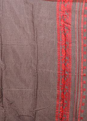 Grey Jamdani Cotton Saree Without Blouse Piece