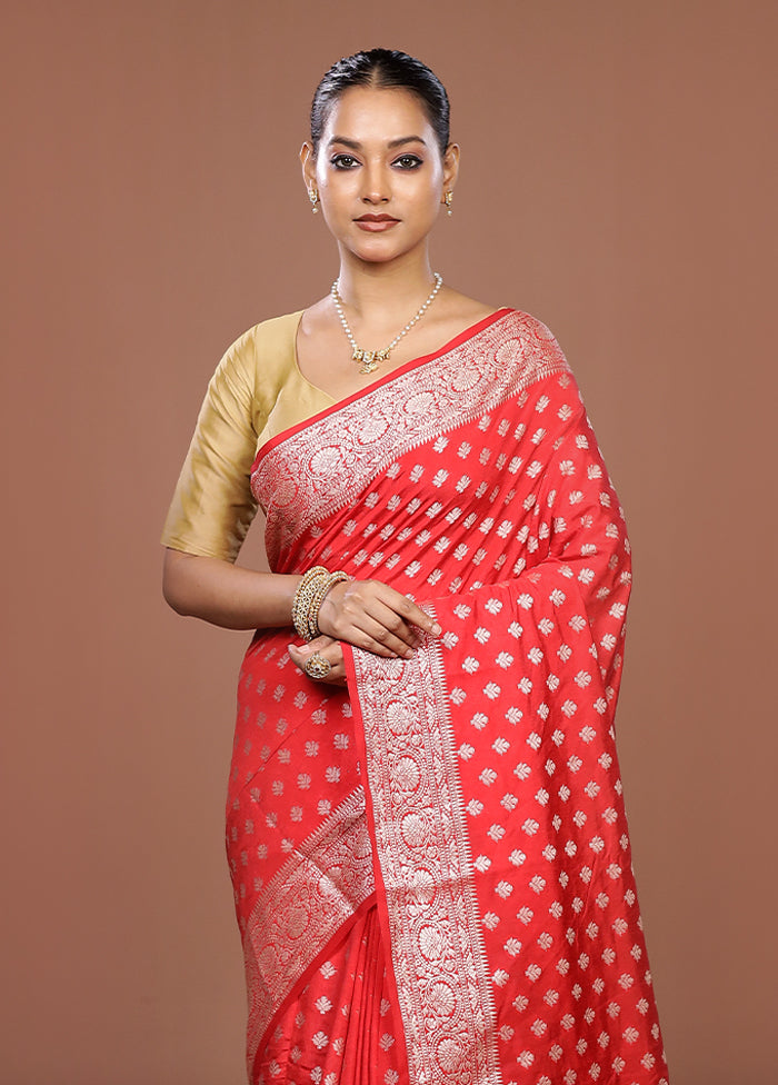 Orange Dupion Silk Saree With Blouse Piece