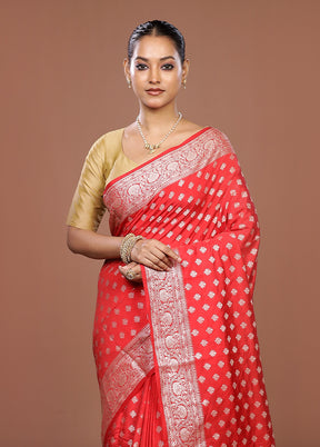 Orange Dupion Silk Saree With Blouse Piece