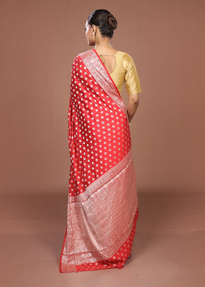 Orange Dupion Silk Saree With Blouse Piece