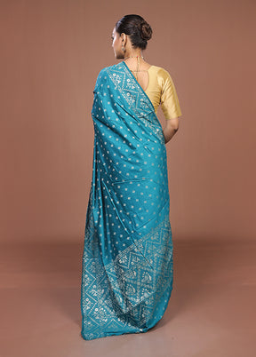 Green Dupion Silk Saree With Blouse Piece
