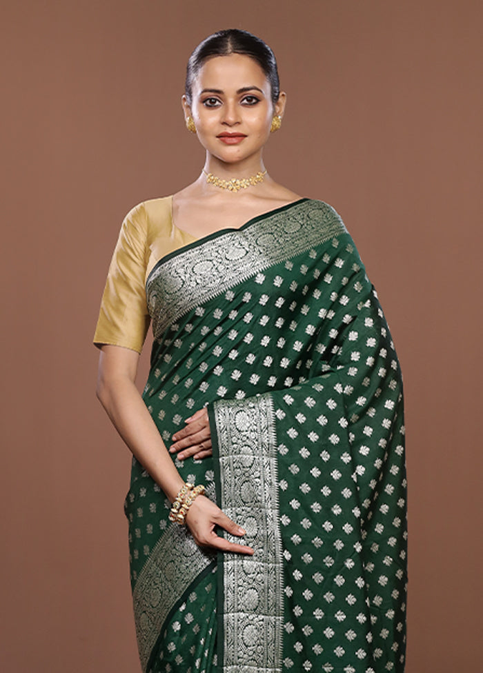 Green Dupion Silk Saree With Blouse Piece