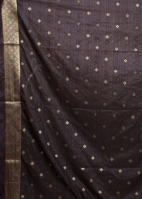 Black Dupion Silk Saree With Blouse Piece