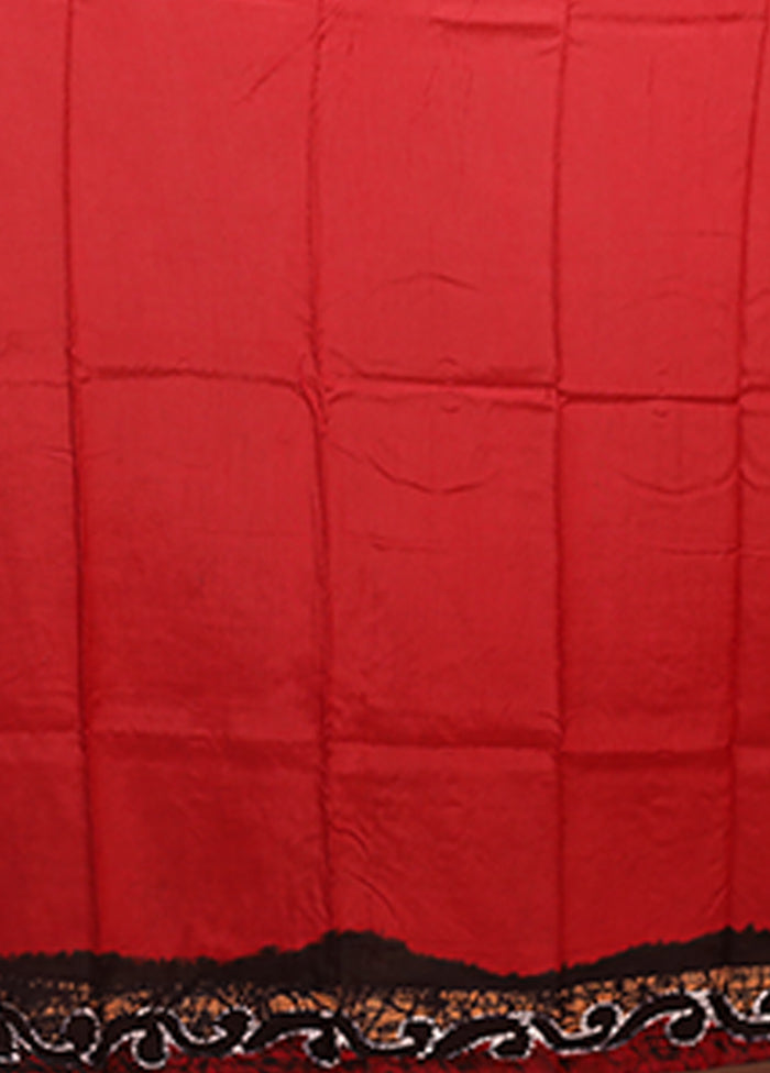 Maroon Printed Silk Saree Without Blouse Piece