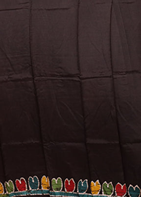 Black Printed Silk Saree Without Blouse Piece