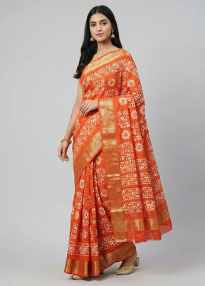 Red Chanderi Silk Saree With Blouse Piece