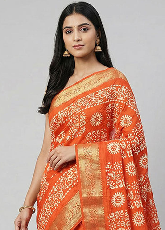 Red Chanderi Silk Saree With Blouse Piece