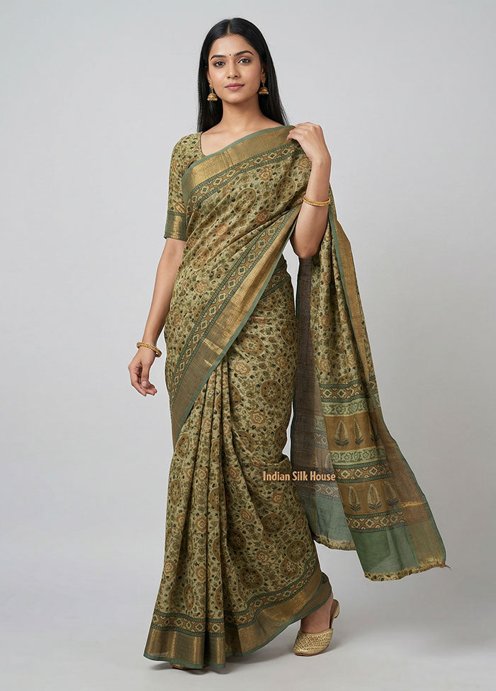 Yellow Chanderi Silk Saree With Blouse Piece