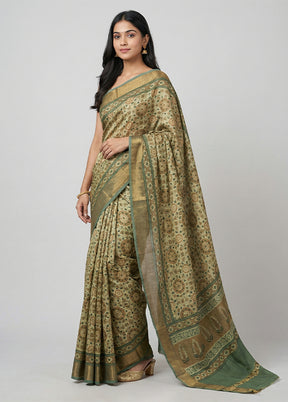 Yellow Chanderi Silk Saree With Blouse Piece