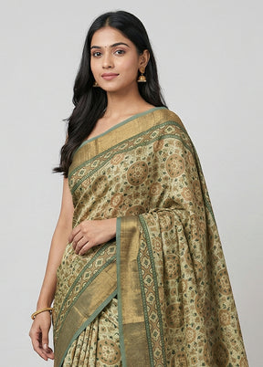 Yellow Chanderi Silk Saree With Blouse Piece