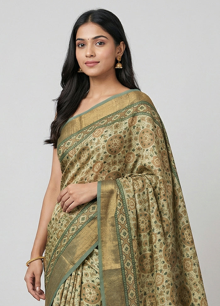 Yellow Chanderi Silk Saree With Blouse Piece